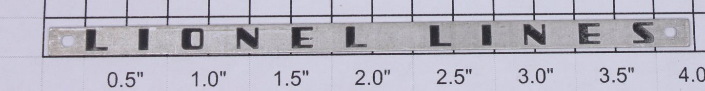Lionel 2532-49X Nickel "Lionel Lines" Nameplate with Holes-No Adhesive