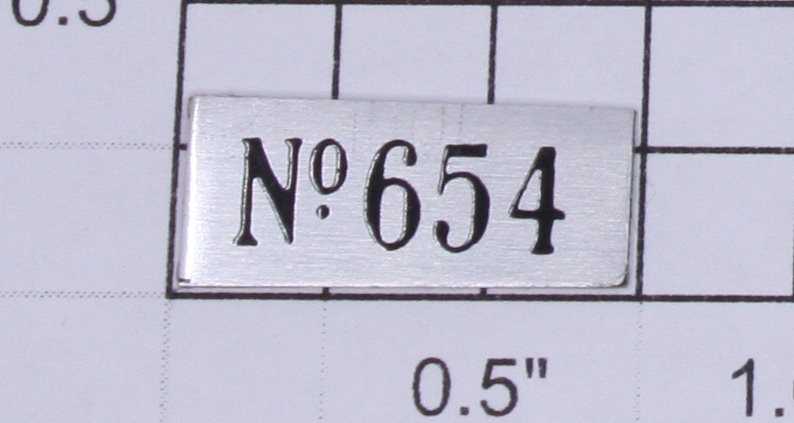 Lionel 654-10 Nickel "No. 654" Name Plate with Adhesive