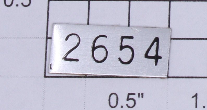 Lionel 2654-10 Nickel "2654" Name Plate with Adhesive