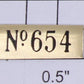 Lionel 654-10 Brass "No. 654" Name Plate with Adhesive
