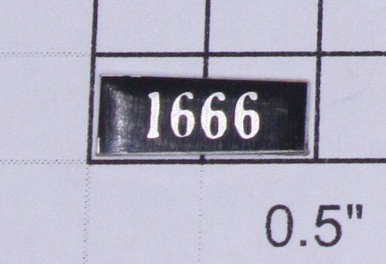 Lionel 1666-10 "1666" Sticker Number Plate with Adhesive