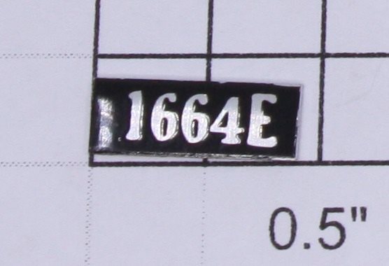 Lionel 1664E-10 "1664E" Sticker Number Plate with Adhesive