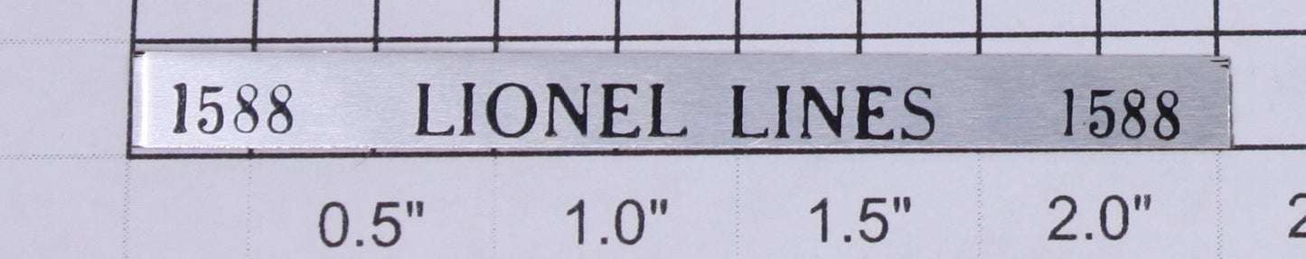 Lionel 1588-10 "1588 Lionel Lines" Sticker Number Plate with Adhesive