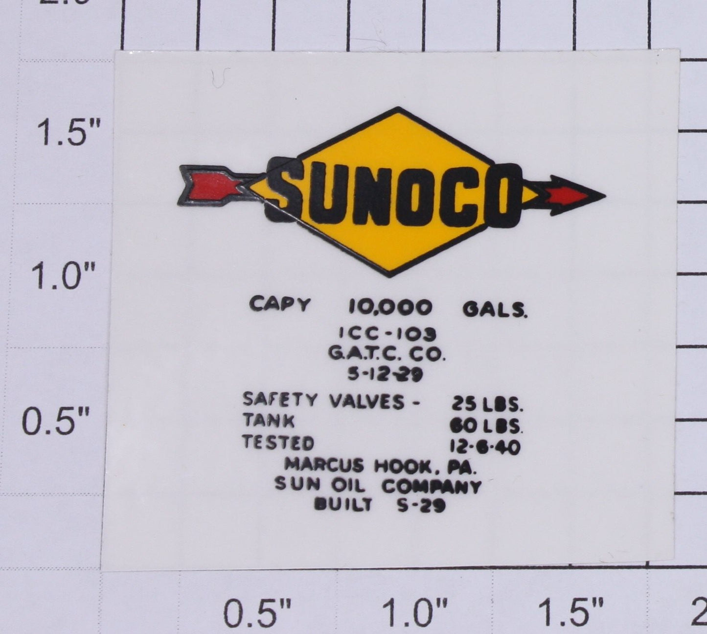 Lionel 654-10 Black Lettering Sunoco Sticker Decal-Sunoco Only