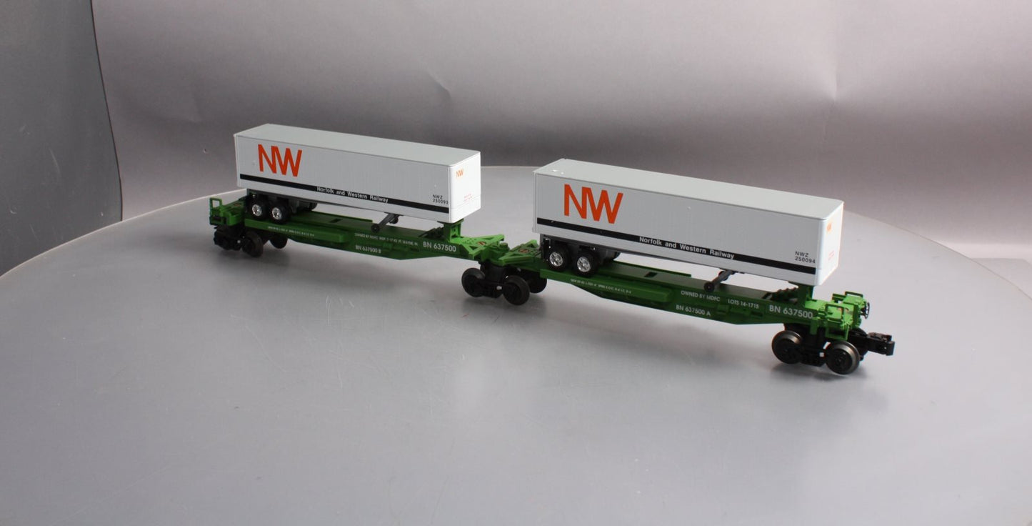 Lionel 6-52014 O Gauge Burlington Northern TTUX Flat Car with Trailers LN/Box