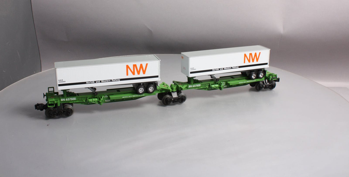 Lionel 6-52014 O Gauge Burlington Northern TTUX Flat Car with Trailers LN/Box