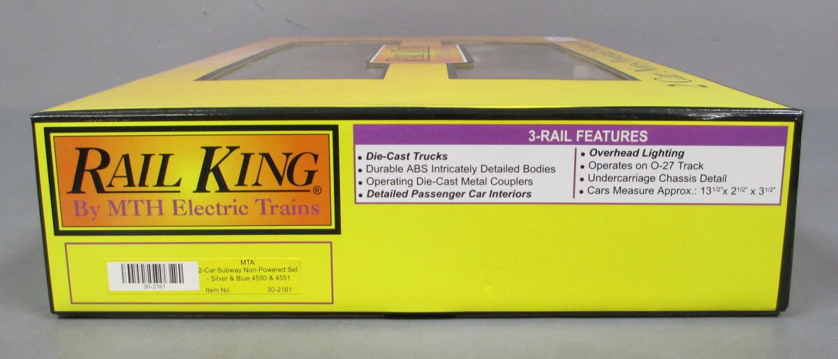 MTH 30-2161 O MTA R-42 Subway Add-On Non-Powered Set (Set of 2) EX/Box