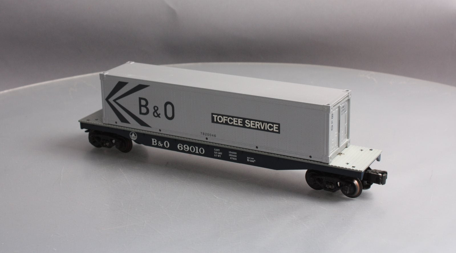 K-Line K69010 O Gauge Baltimore & Ohio Flatcar with Container #69010 LN/Box