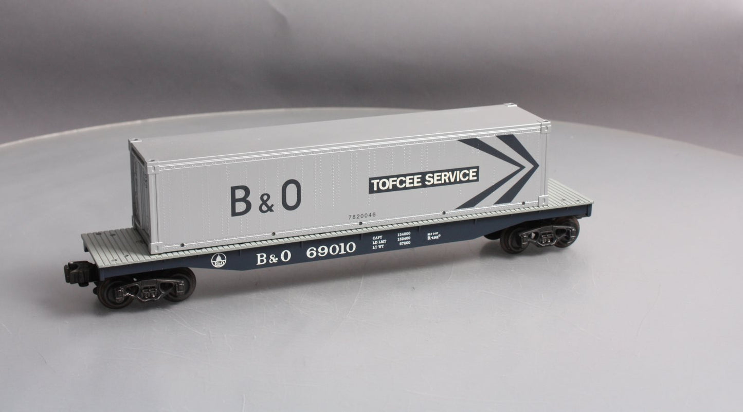K-Line K69010 O Gauge Baltimore & Ohio Flatcar with Container #69010 LN/Box
