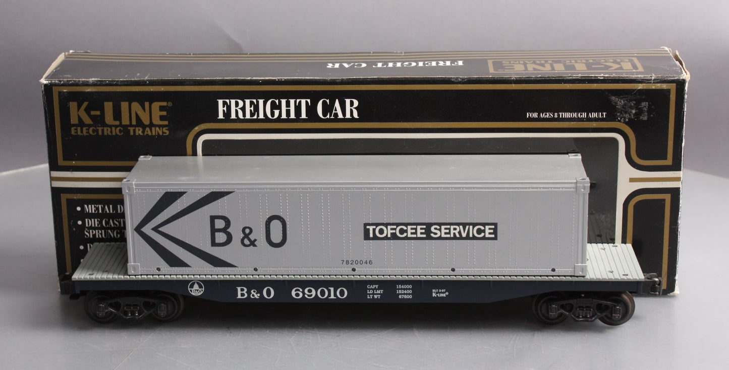 K-Line K69010 O Gauge Baltimore & Ohio Flatcar with Container #69010 LN/Box