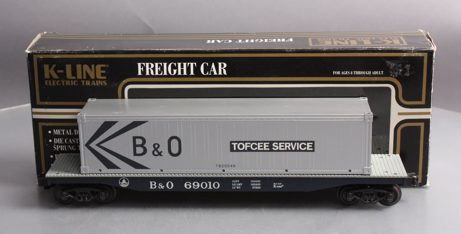 K-Line K69010 O Gauge Baltimore & Ohio Flatcar with Container #69010 LN/Box