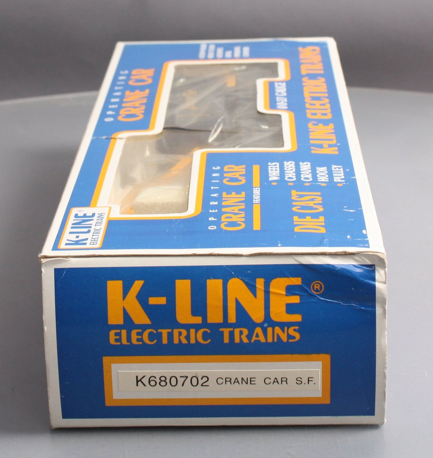 K-Line K680702 O Gauge Santa Fe Blue & Yellow Crane Car LN/Box