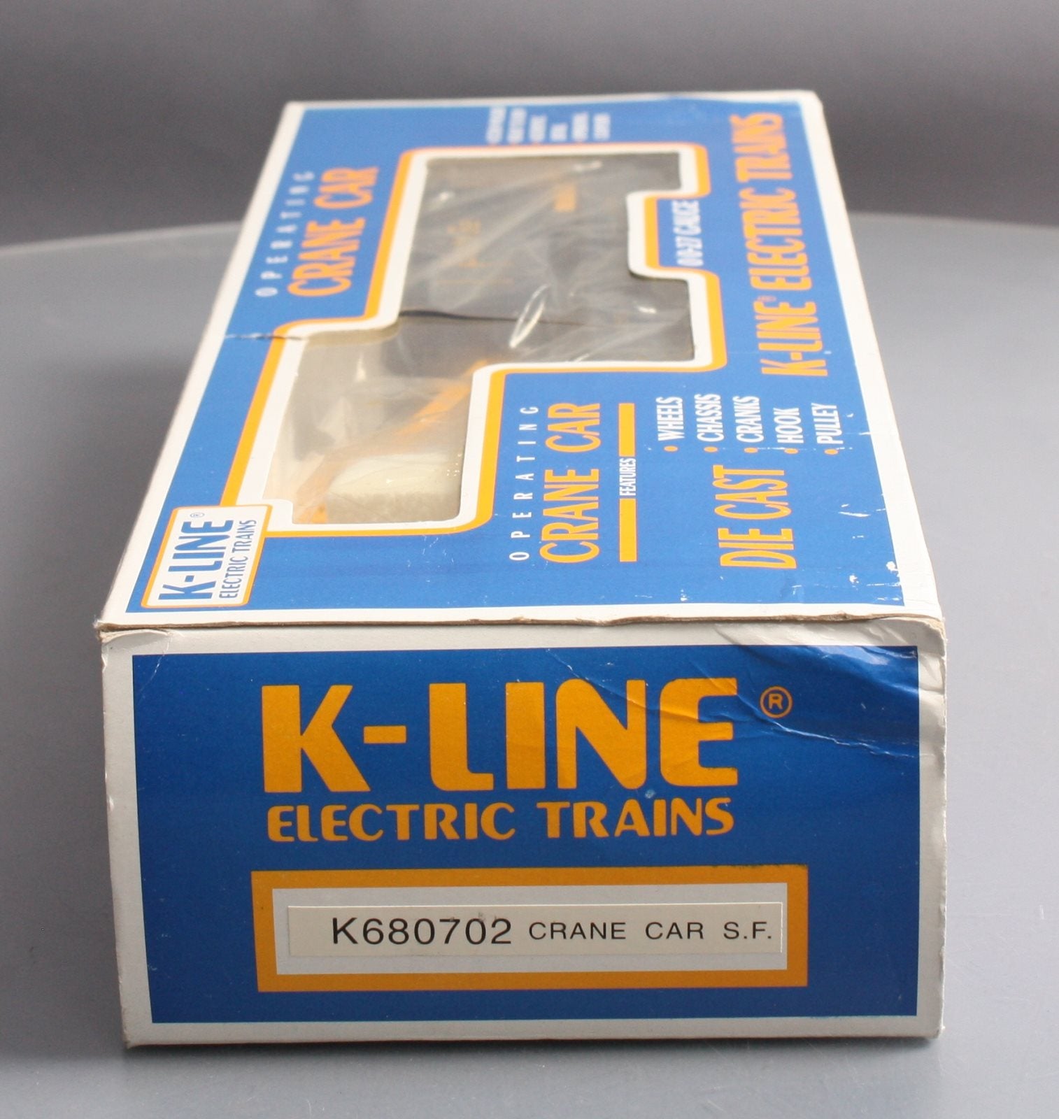 K-Line K680702 O Gauge Santa Fe Blue & Yellow Crane Car LN/Box