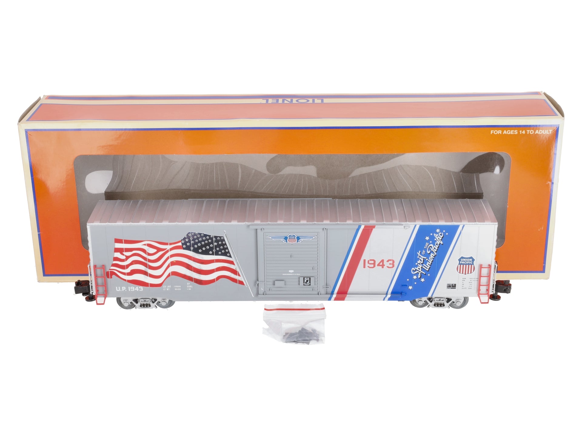 Lionel 6-85408 O Union Pacific Spirit of Union LED Flag Boxcar #1943