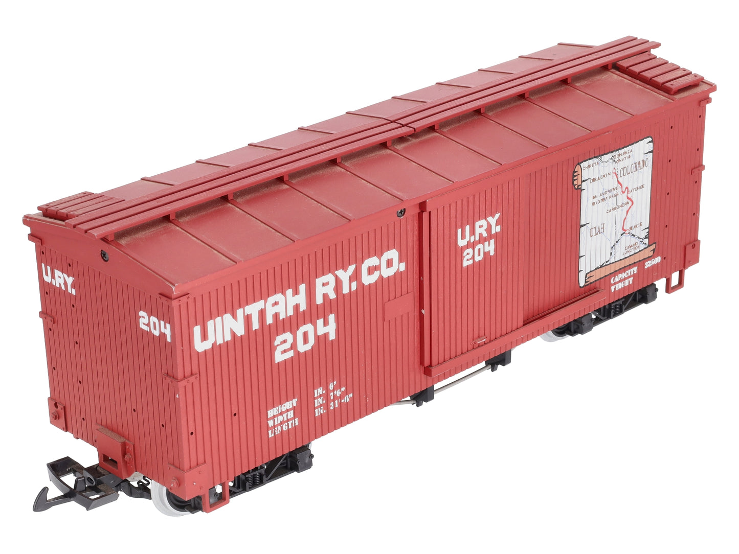 USA Trains R19027A G Unitah Map Simulated Wood Box Car #204 (Red)