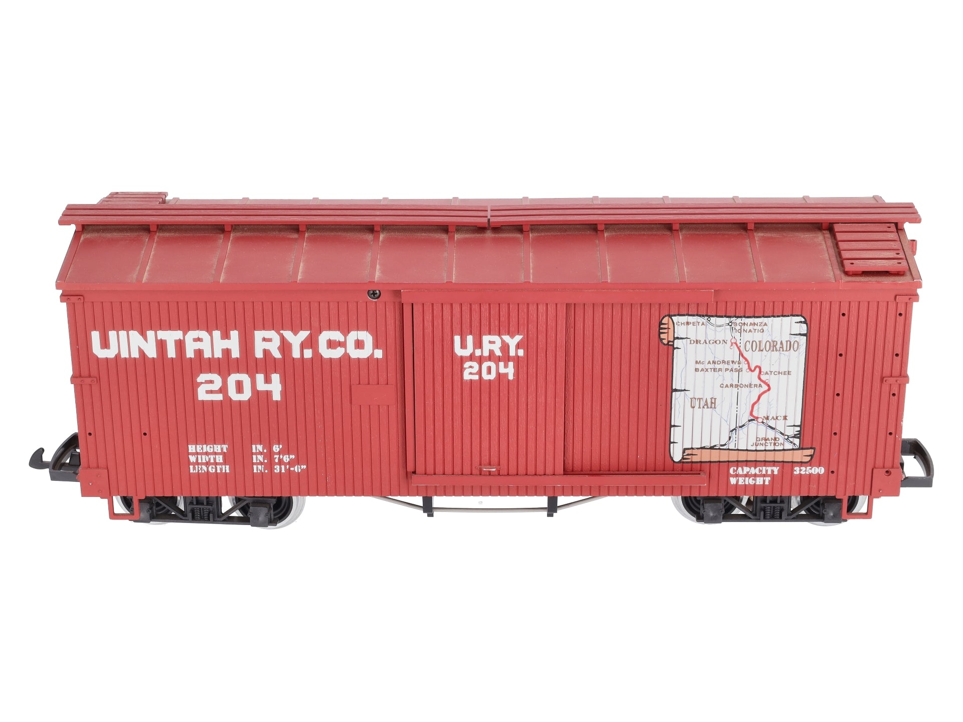 USA Trains R19027A G Unitah Map Simulated Wood Box Car #204 (Red)