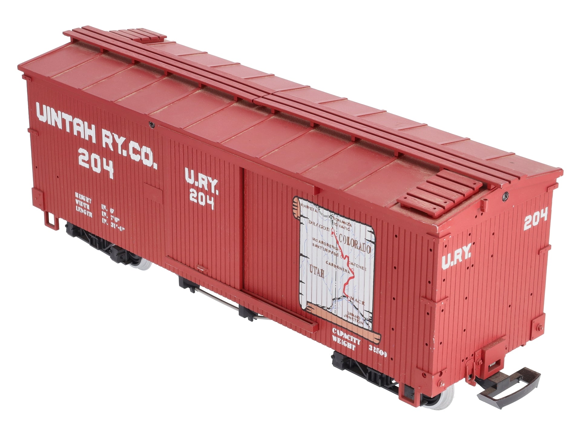USA Trains R19027A G Unitah Map Simulated Wood Box Car #204 (Red)