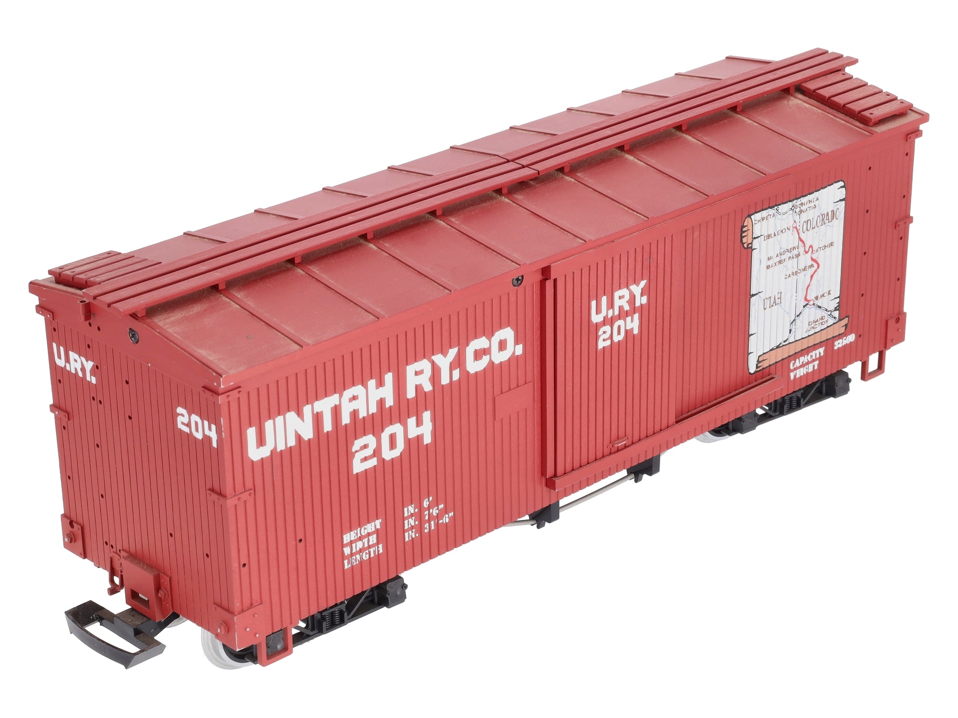 USA Trains R19027A G Unitah Map Simulated Wood Box Car #204 (Red)