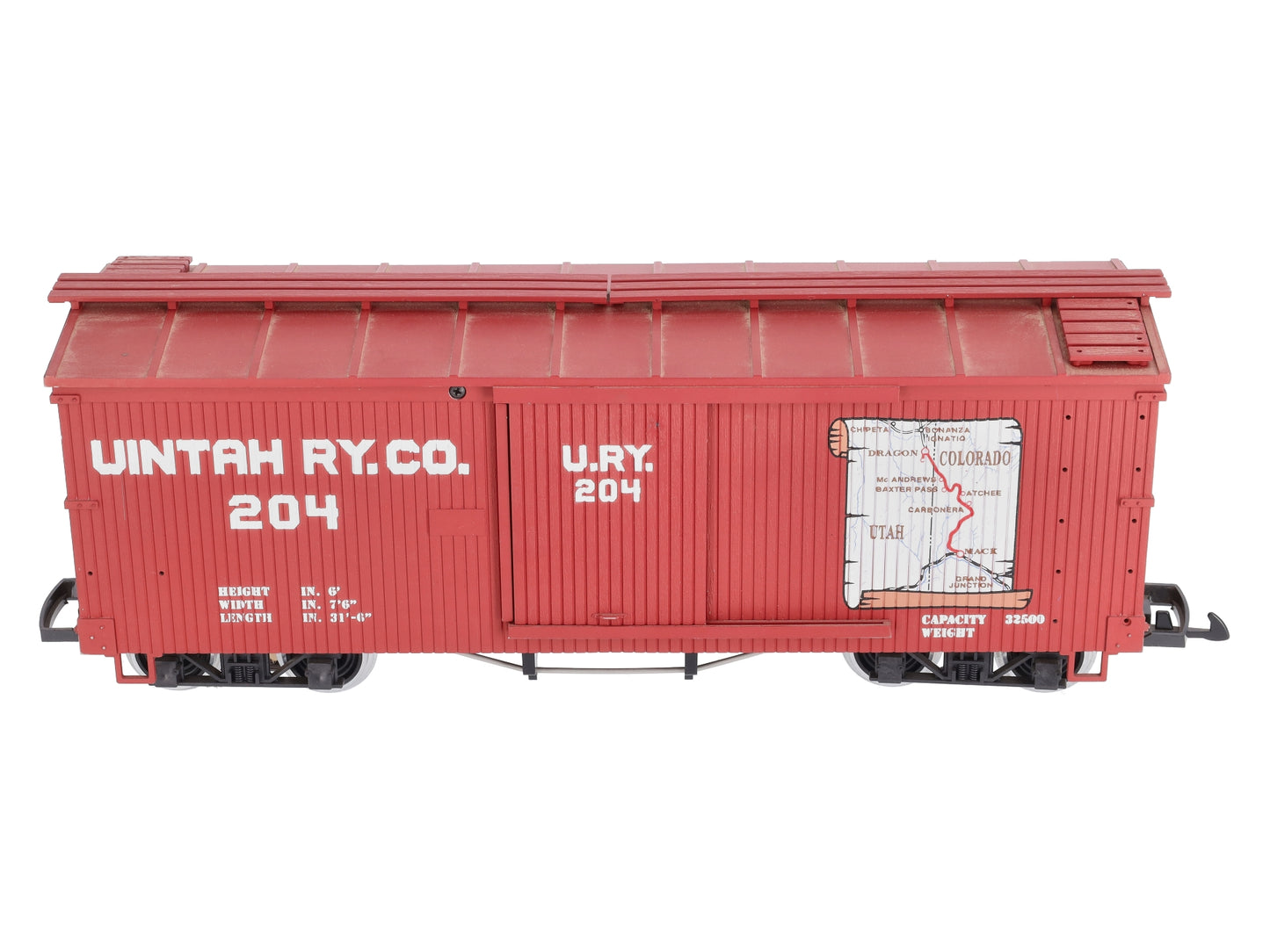 USA Trains R19027A G Unitah Map Simulated Wood Box Car #204 (Red)
