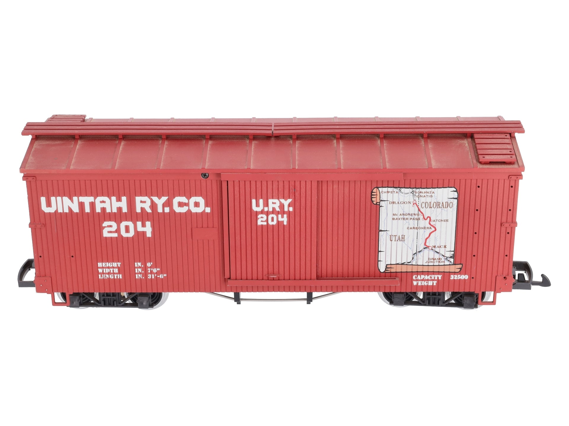 USA Trains R19027A G Unitah Map Simulated Wood Box Car #204 (Red)