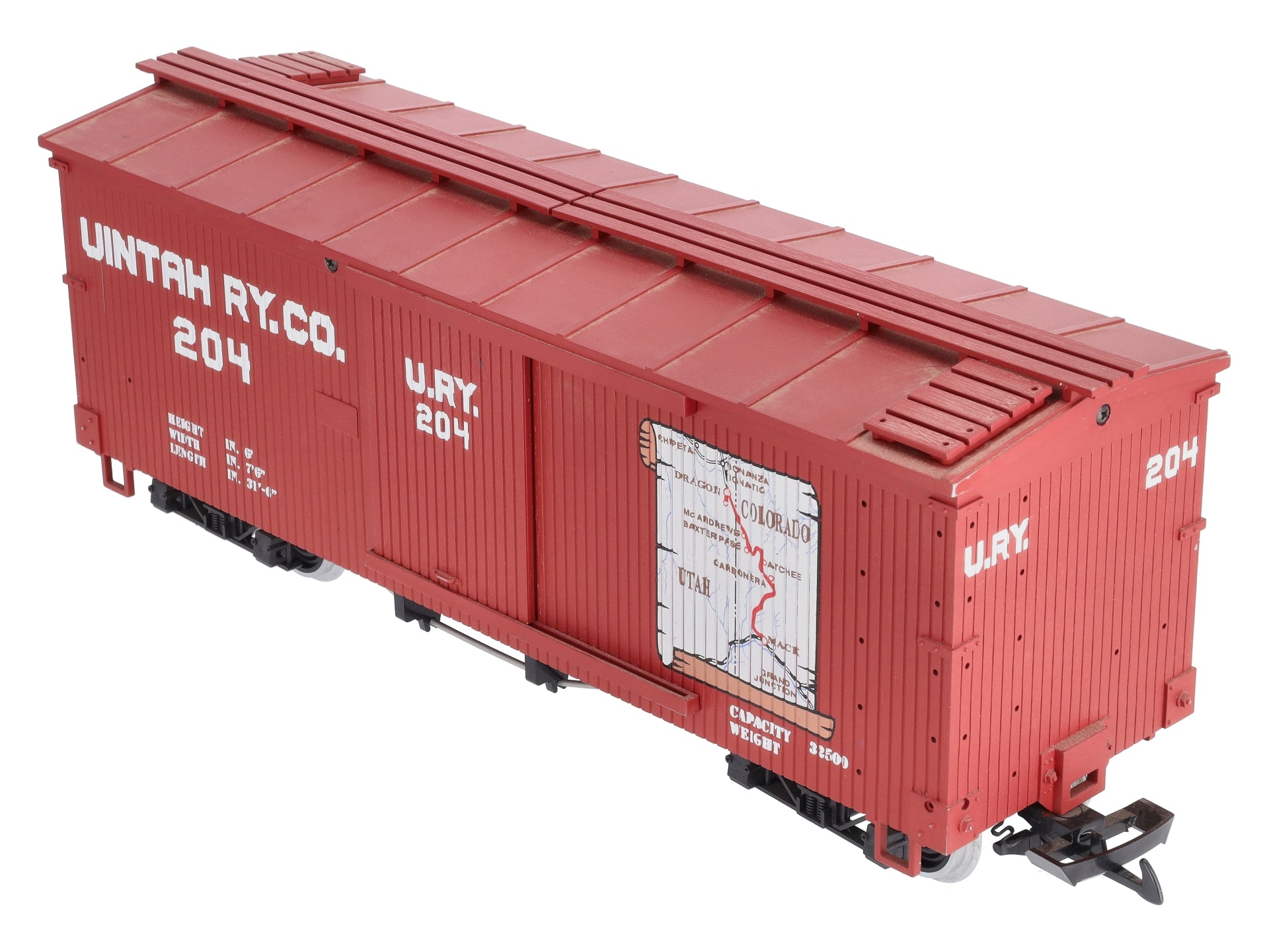 USA Trains R19027A G Unitah Map Simulated Wood Box Car #204 (Red)