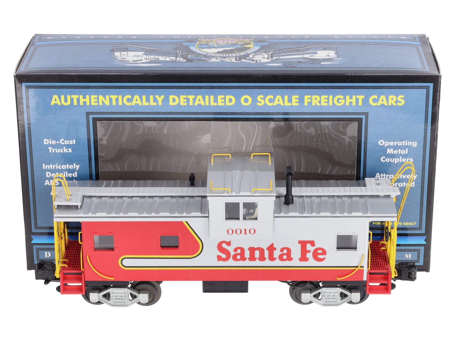 MTH 20-80002C O Gauge Santa Fe Silver & Red Caboose (DAP) Extended Vision #0100 LN/Box
