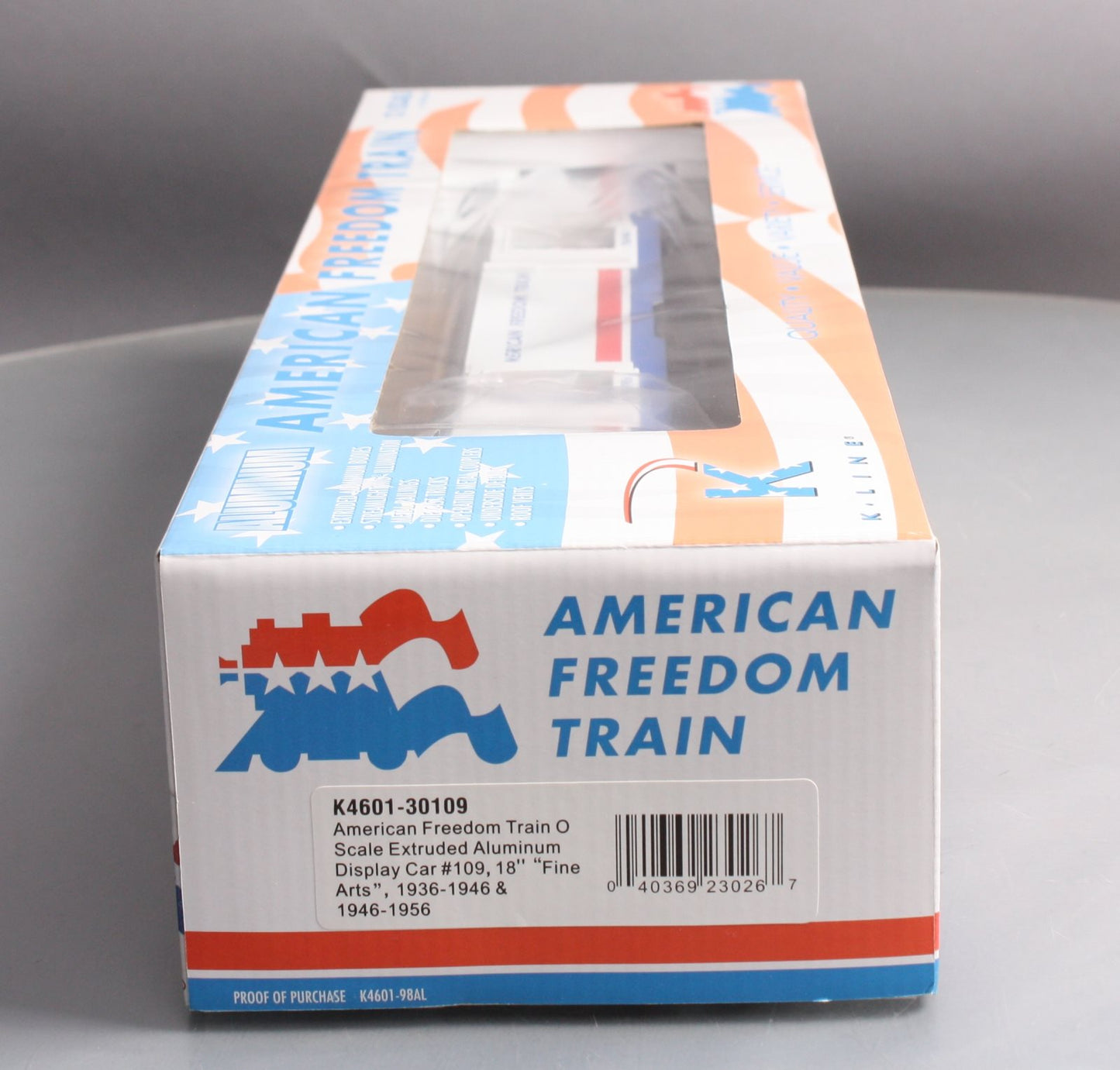 K-Line K4601-30109 O American Freedom Train 18" Aluminum Display Car #109 LN/Box