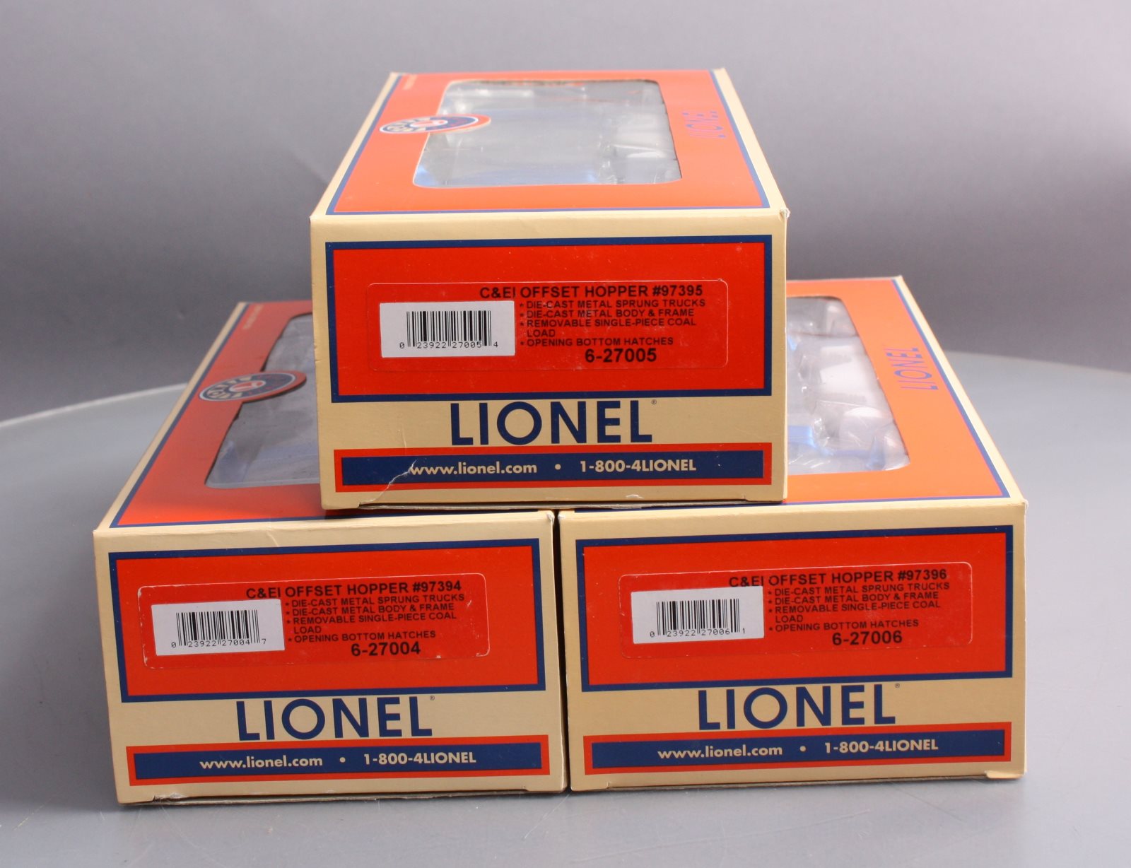 Lionel 6-21879 Chicago & Eastern Illinois Offset Hopper Car Set of 3 EX/Box