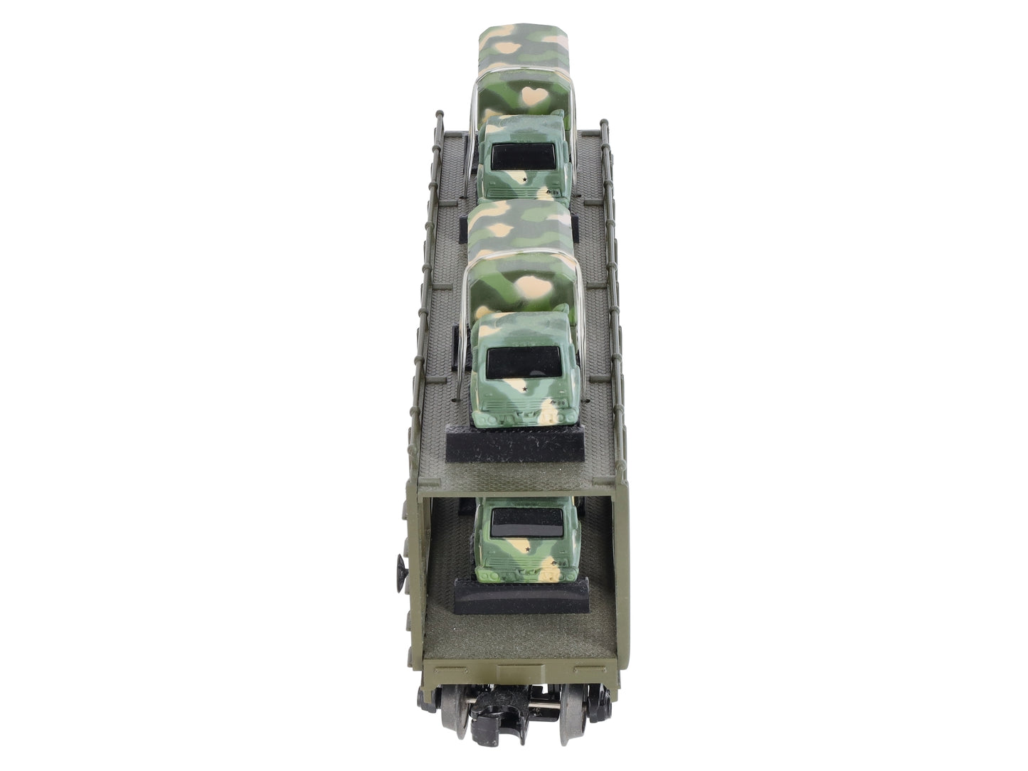 MTH 30-76559 O US Army Auto Carrier Flat Car w/4 Mini Army Trucks #38616