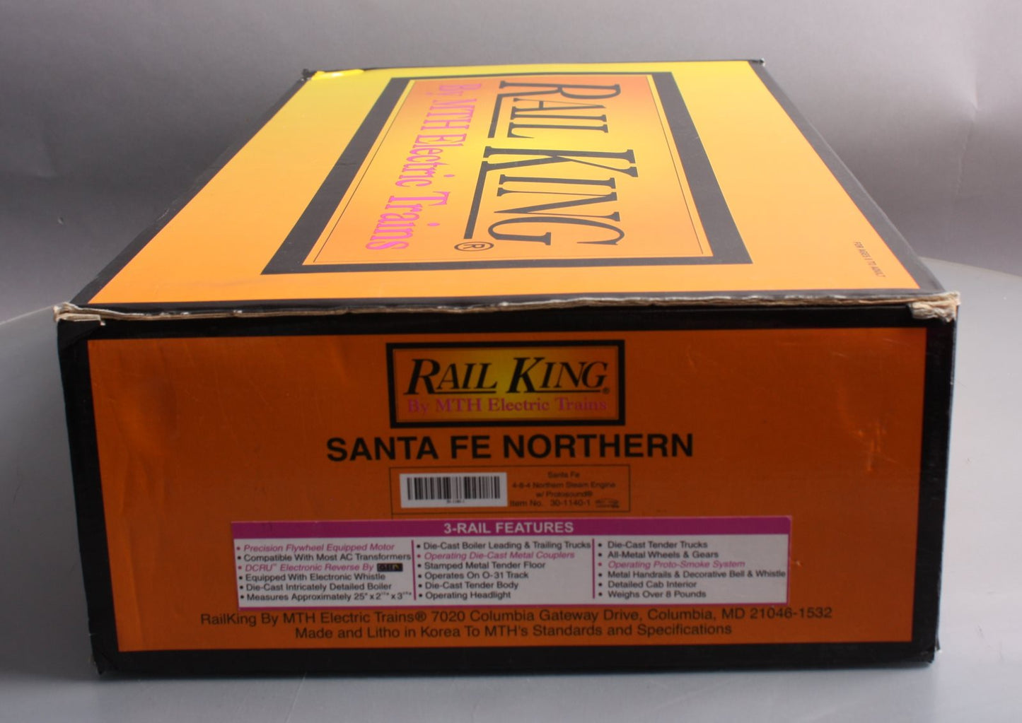 MTH 30-1140-1 O Gauge Santa Fe 4-8-4 Northern Steam Loco & Tender w/PS1 #2926 LN/Box