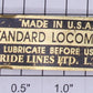 Lionel 40-102 Prideline Brass "Standard Locomotive" Nameplate