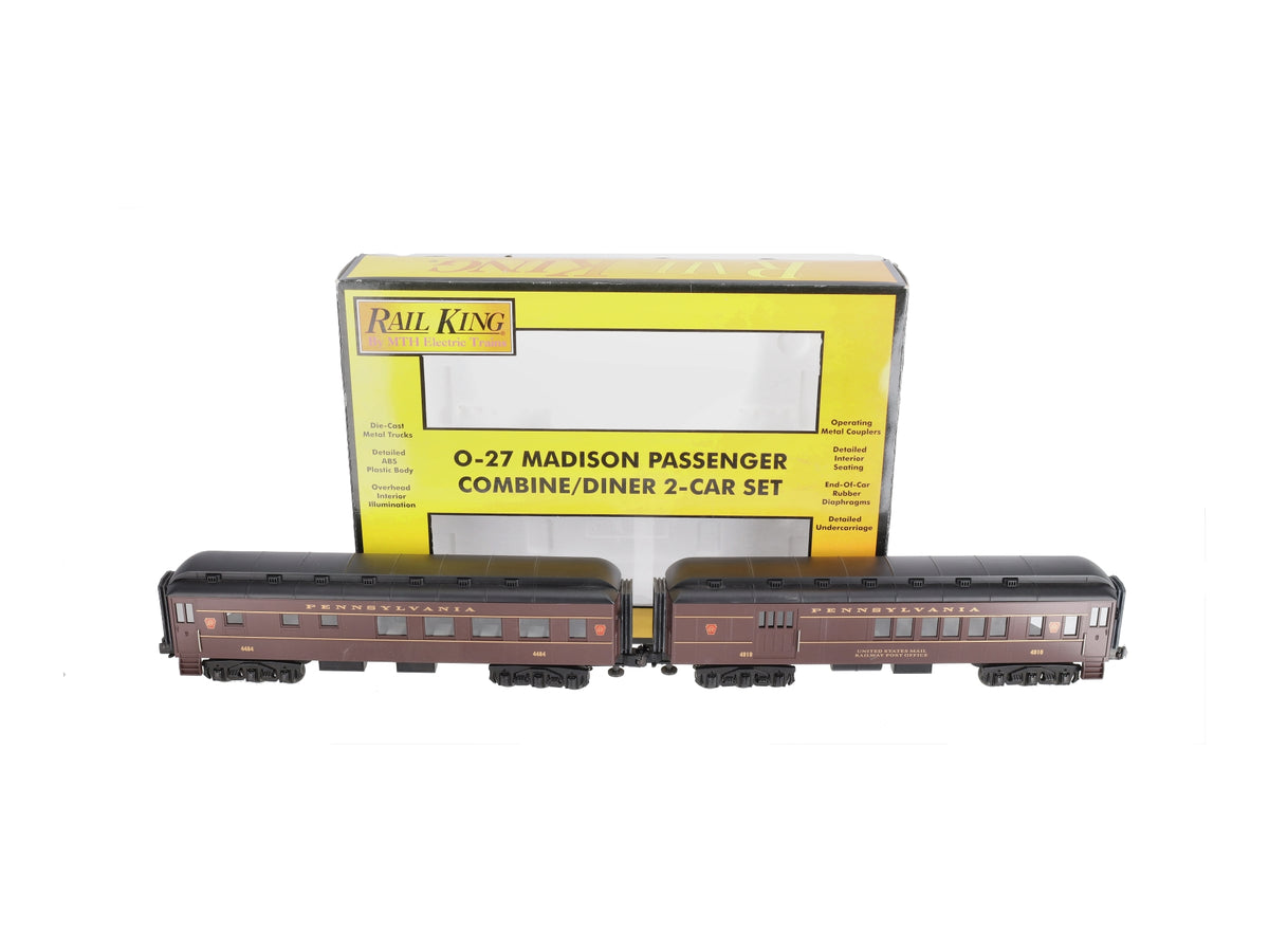 MTH 30-6204 O Pennsylvania Madison Combine & Diner Car #4484/4910 (Set of 2) LN/Box