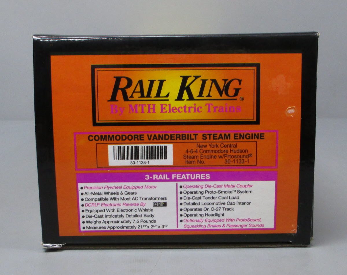 MTH 30-1133-1 O Gauge NYC 4-6-4 Commodore Vanderbilt Steam Engine w/PS1 LN/Box