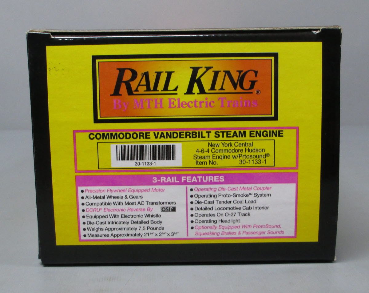 MTH 30-1133-1 O Gauge NYC 4-6-4 Commodore Vanderbilt Steam Engine w/PS1 NIB