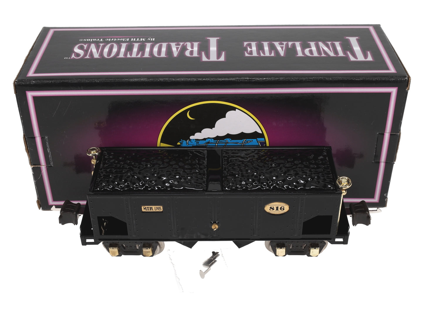 MTH 10-1042 O Gauge 816 Tinplate Black Hopper Car w/ Brass Trim LN/Box