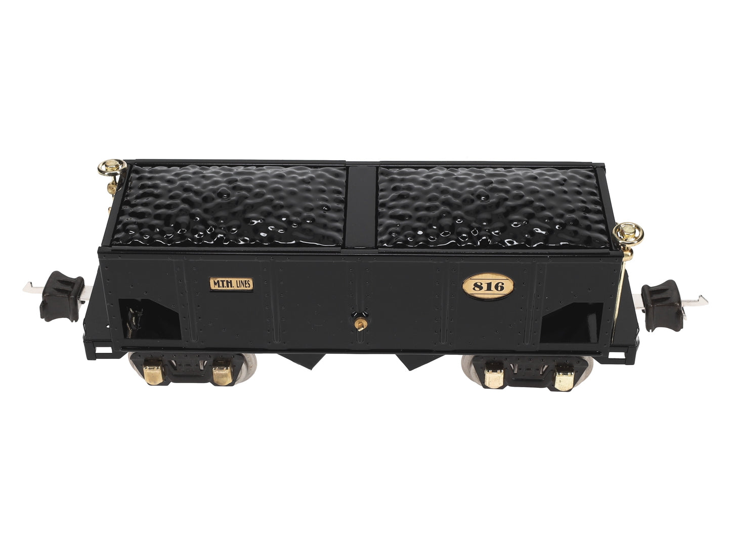 MTH 10-1042 O Gauge 816 Tinplate Black Hopper Car w/ Brass Trim LN/Box