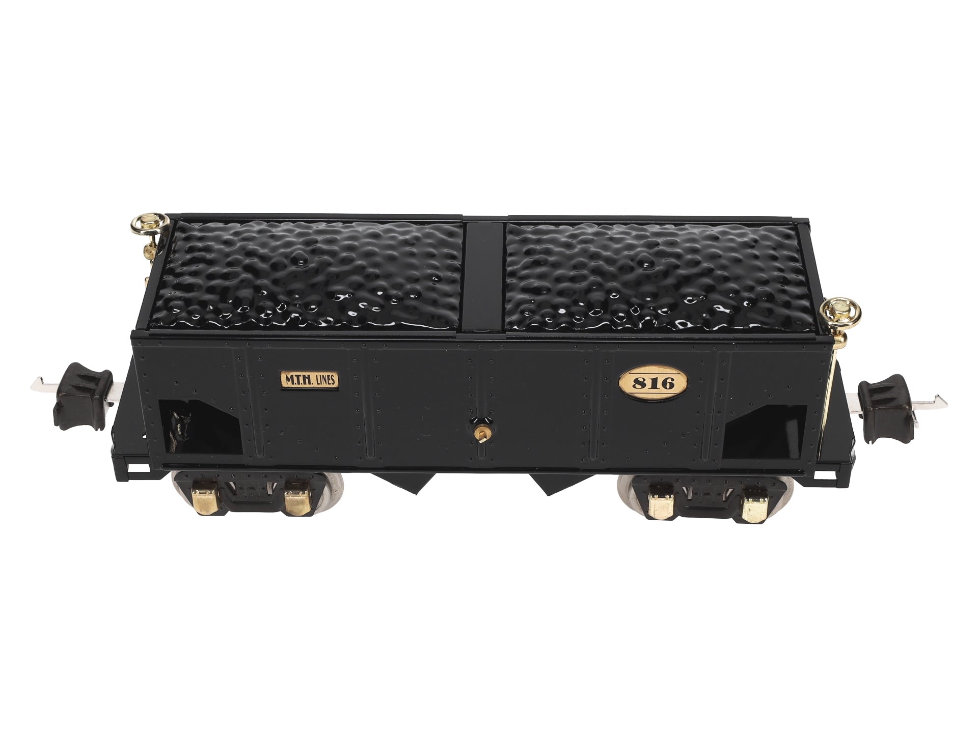 MTH 10-1042 O Gauge 816 Tinplate Black Hopper Car w/ Brass Trim LN/Box