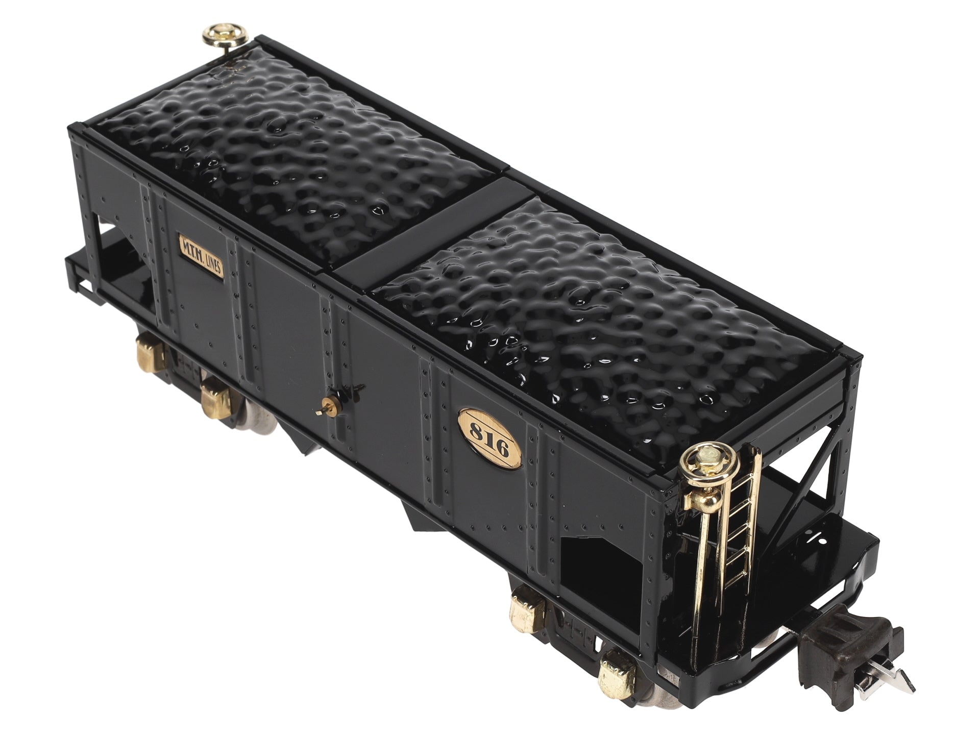 MTH 10-1042 O Gauge 816 Tinplate Black Hopper Car w/ Brass Trim LN/Box