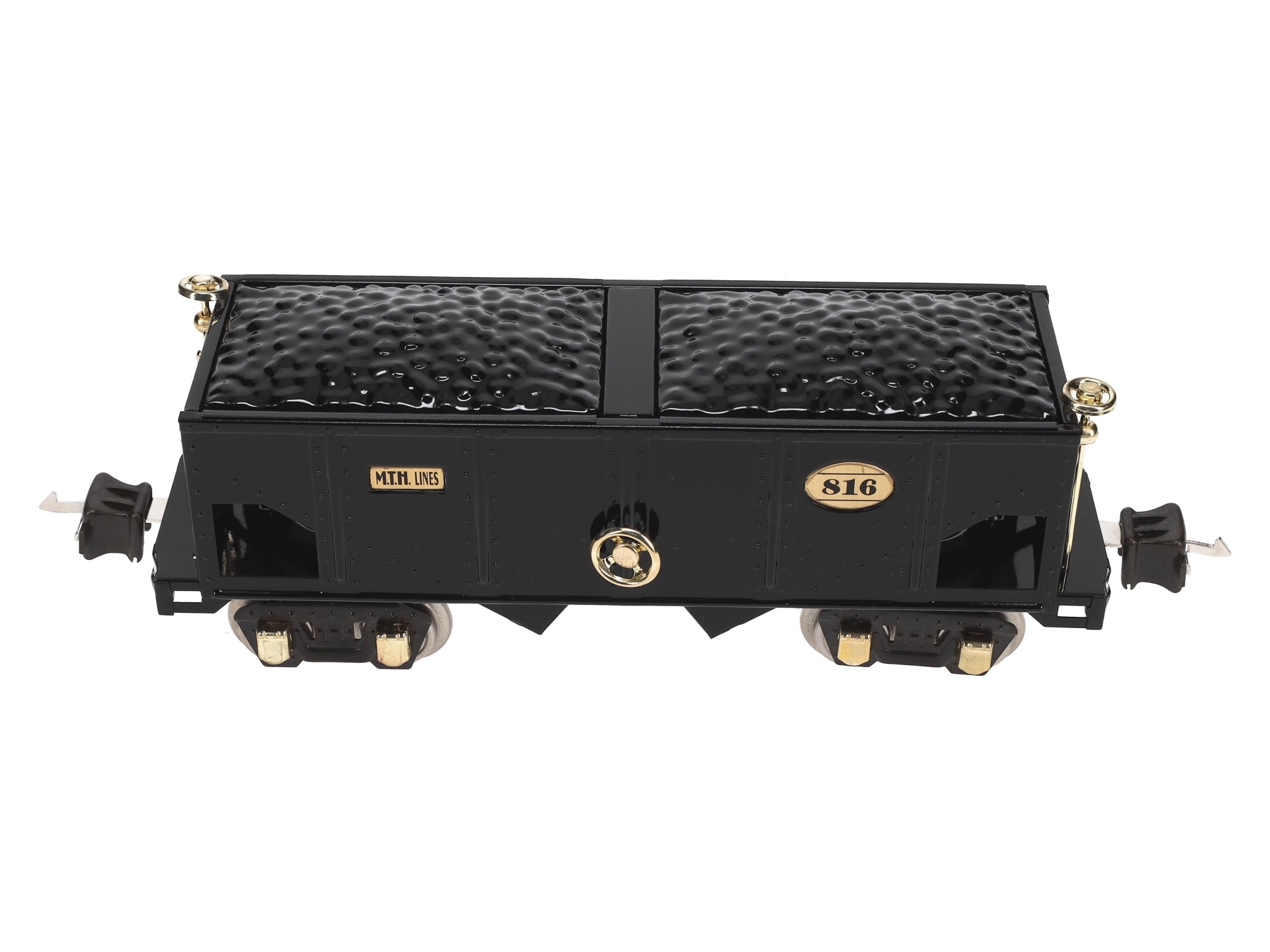MTH 10-1042 O Gauge 816 Tinplate Black Hopper Car w/ Brass Trim LN/Box