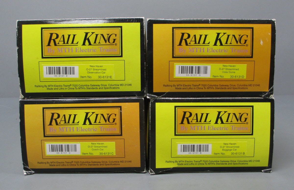MTH 30-6131 O New Haven RailKing O-27 Streamlined Passenger Set (Set of 4) NIB