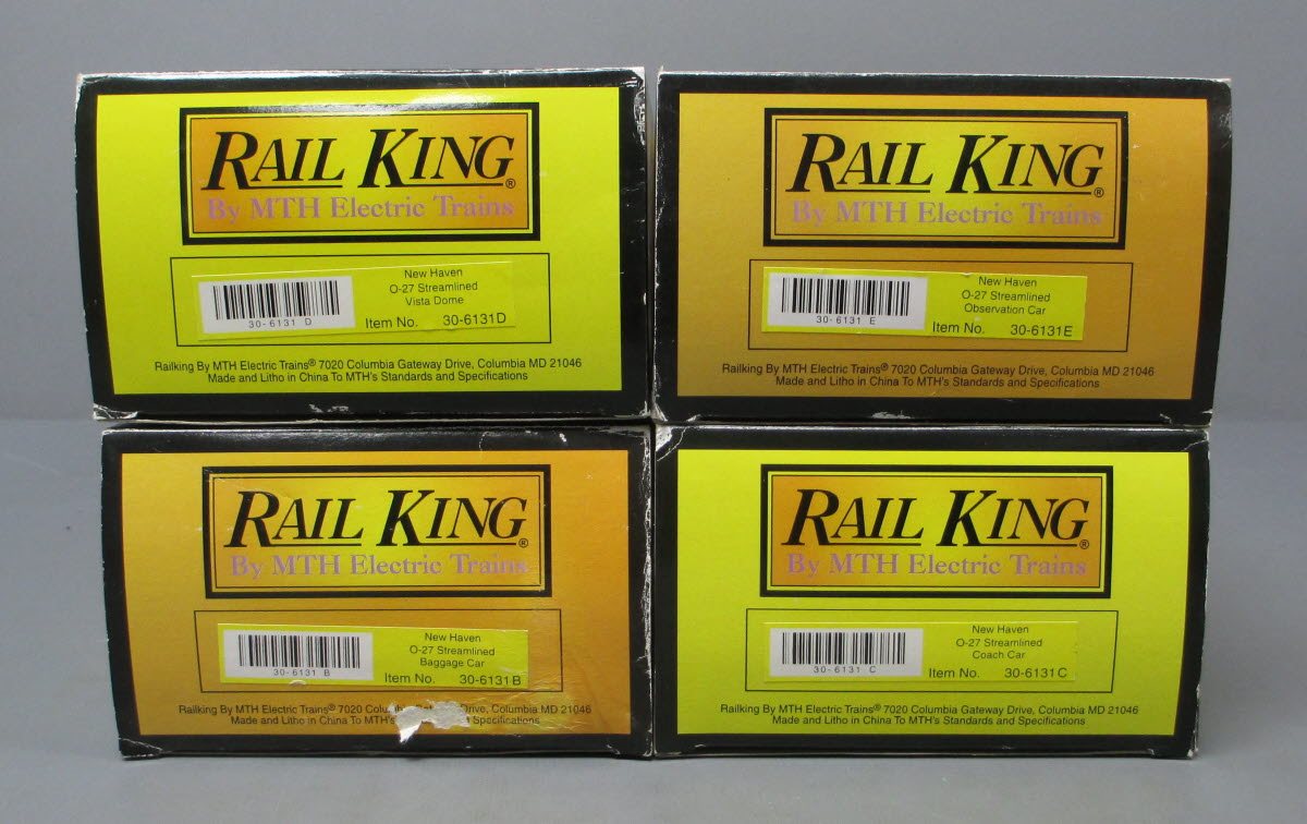 MTH 30-6131 O New Haven RailKing O-27 Streamlined Passenger Set (Set of 4) NIB