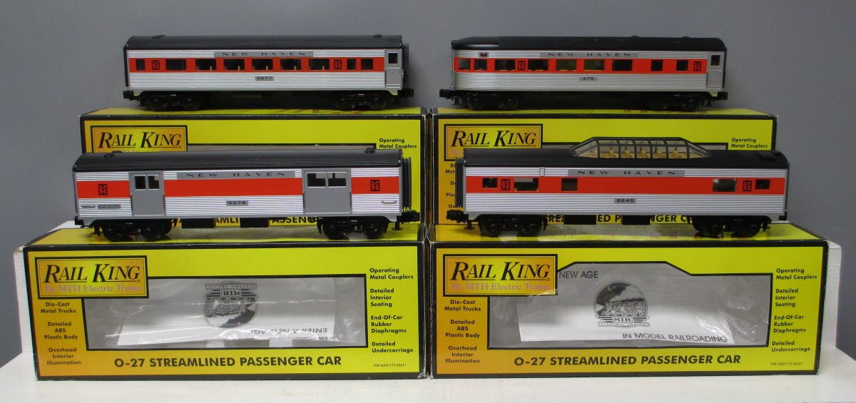 MTH 30-6131 O New Haven RailKing O-27 Streamlined Passenger Set (Set of 4) NIB