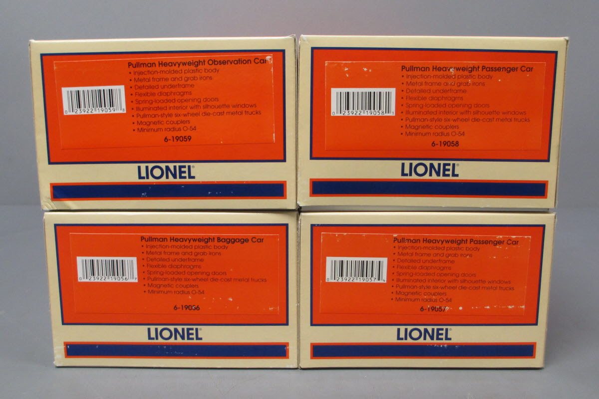 Lionel 6-19060 O Gauge New York Central Pullman Heavyweight Cars (Set of 4) LN/Box