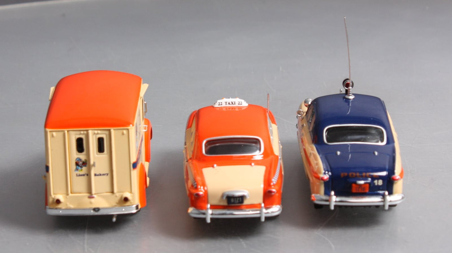 Lionel LCCA-1001 1:48Lionelville Police/Taxi & Bakery Vehicles Set #1 (Box of 3) LN/Box