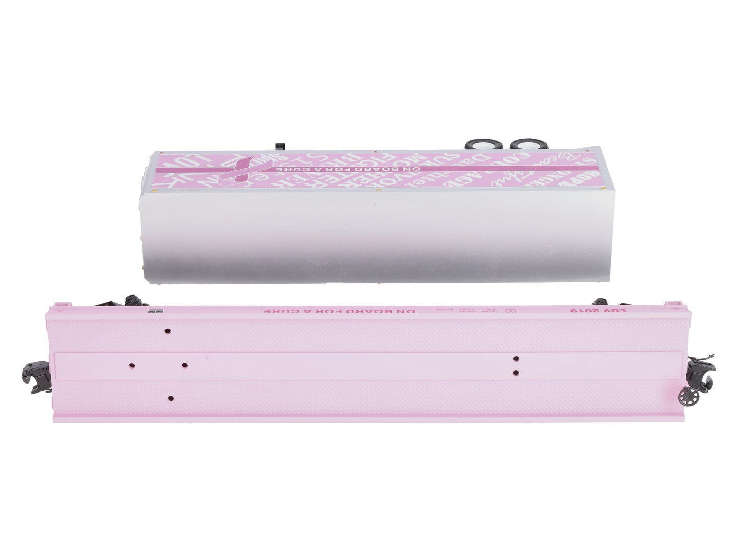 MTH 20-95396 O Cancer Awareness Flat Car w/ 40' Trailer #2019
