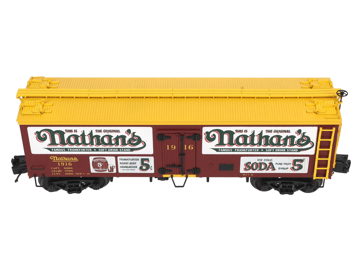 MTH 20-94535 O Gauge Nathan's Woodsided Reefer Car #1916 LN/Box
