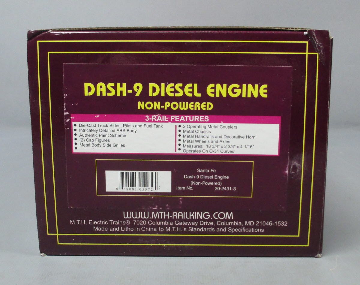 MTH 20-2431-3 O Gauge Santa Fe Dash-9 Non-Powered Diesel Engine #650 LN/Box