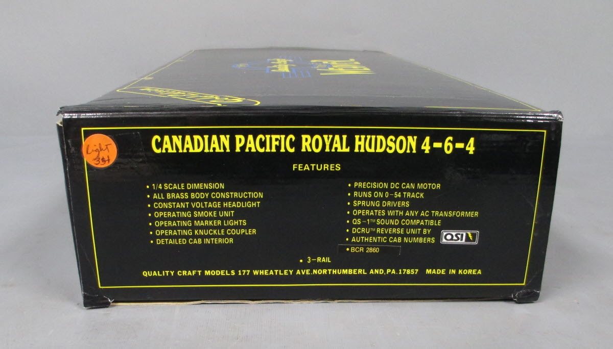 Weaver 1074 BRASS CP Royal Hudson 4-6-4 Steam Locomotive & Tender #2860 (3-Rail) LN/Box