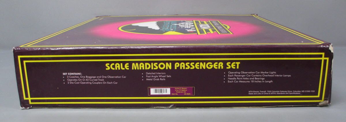MTH 20-4024 O Scale Norfolk & Western 70' Madison Passenger Cars (Set of 5) LN/Box