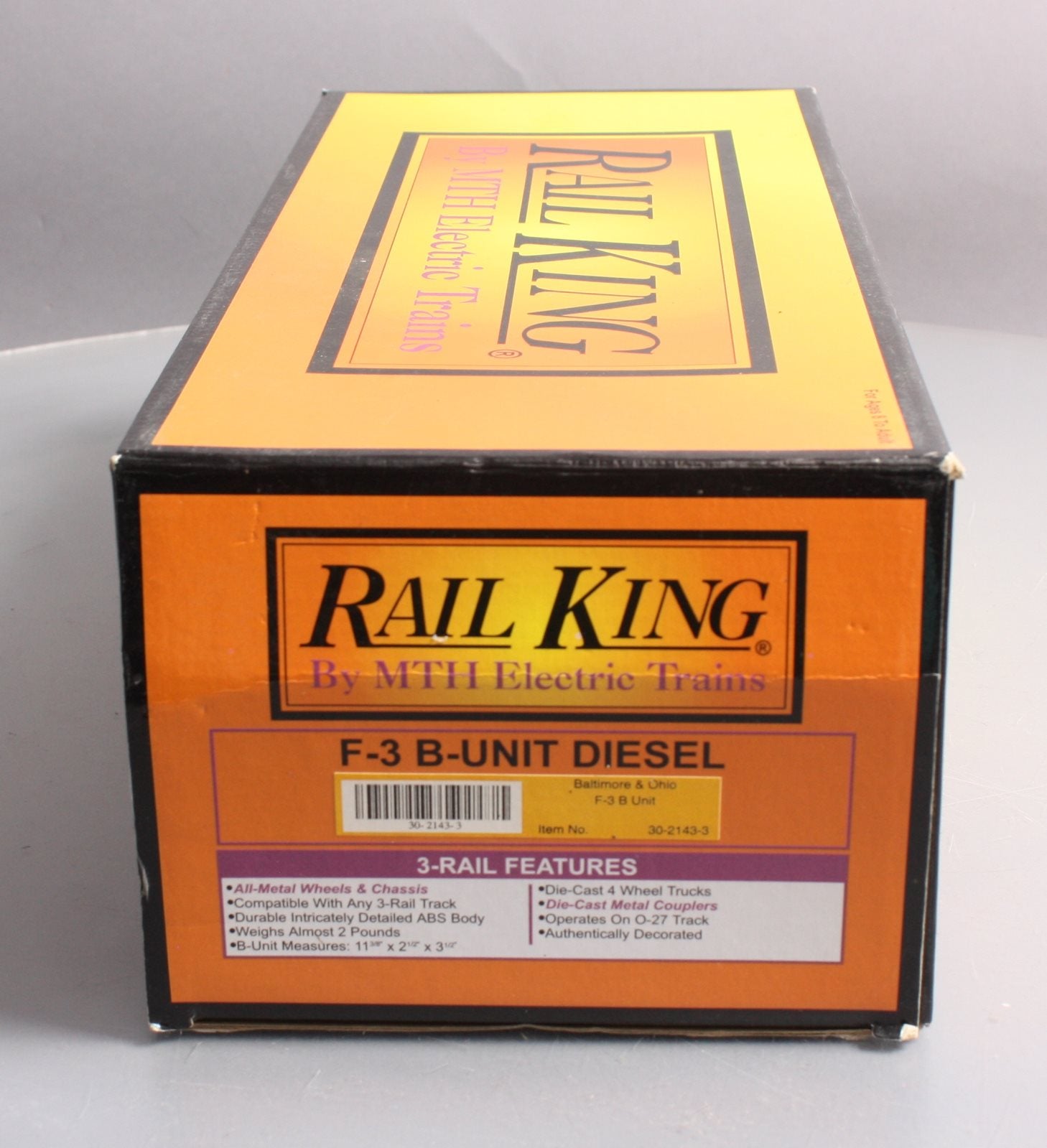 MTH 30-2143-3 Baltimore & Ohio F3 B Unit Non-Powered Diesel Engine LN/Box
